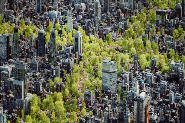 City skyline with new buildings